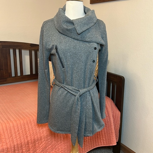 Harley Davidson Asymmetric Cowl Neck Belted Long Cardigan Shacket, size Medium - Picture 16 of 16